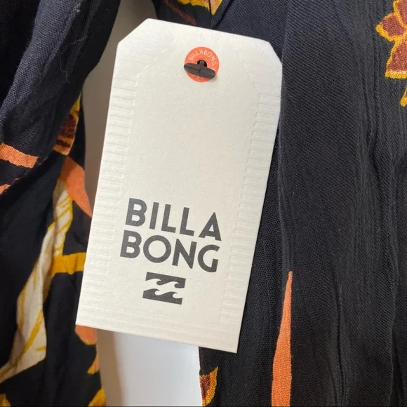 SOLD🖤Billabong Ella Bella Black & Orange Floral Fall Peasant Top Small New - Picture 9 of 16